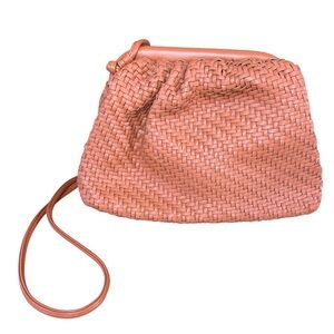 Anthropologie - Orange Vegan Leather Woven Clutch Crossbody Bag Boho Slouchy